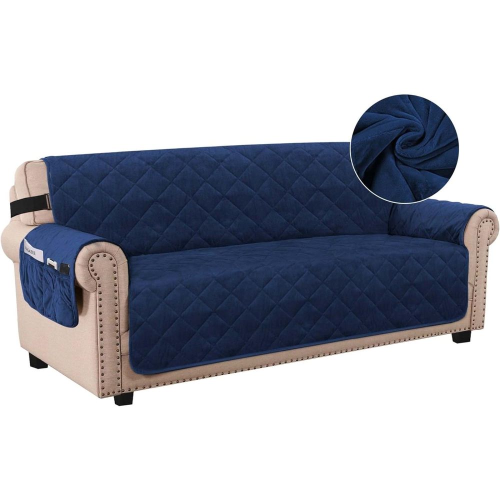 Thick Velvet Sofa Couch Cover 3 Cushion Washable Pet Protector Non-Slip Pockets